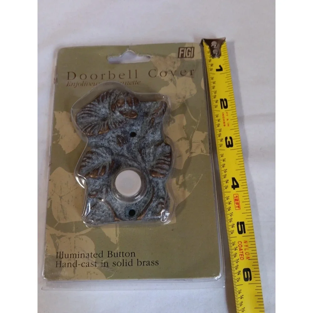 Doorbell Cover‎ Floral Hand-cast Solid Brass Illuminated Button Figi Bee Brand